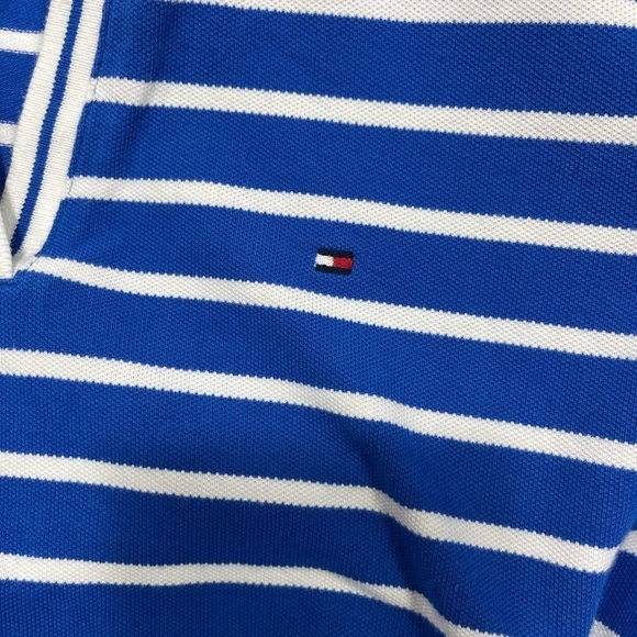 Tommy Hilfiger polo shirt open V-neck white and blue stripes women’s size S - Picture 7 of 17